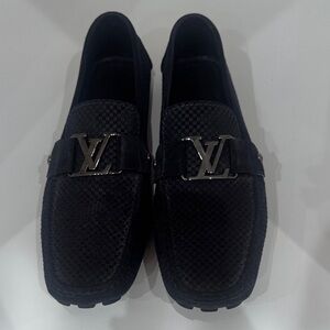 Louis Vuitton Navy Loafers with Silver Accent. Size 10